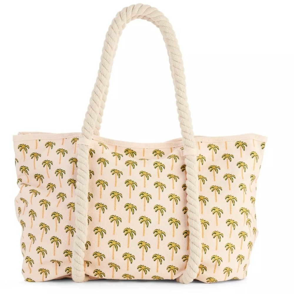No Boundaries Palm Tree Rope Tote Bag Beach Tote Women Shoulder Handbag New